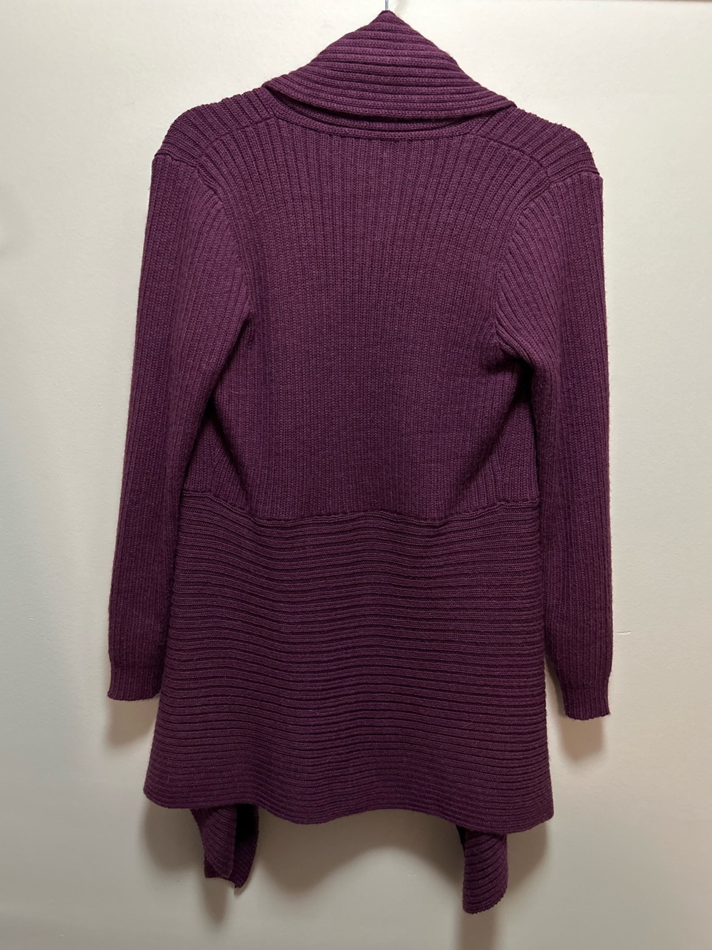 Baby Alpaca Purple Asymmetrical Waterfall Cardigan Medium Peruvian Knit Shawl - Picture 5 of 7
